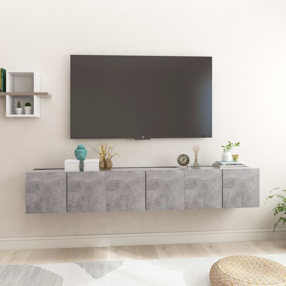 Vidaxl Závesné TV skrinky 3 ks betónové sivé 60x30x30 cm